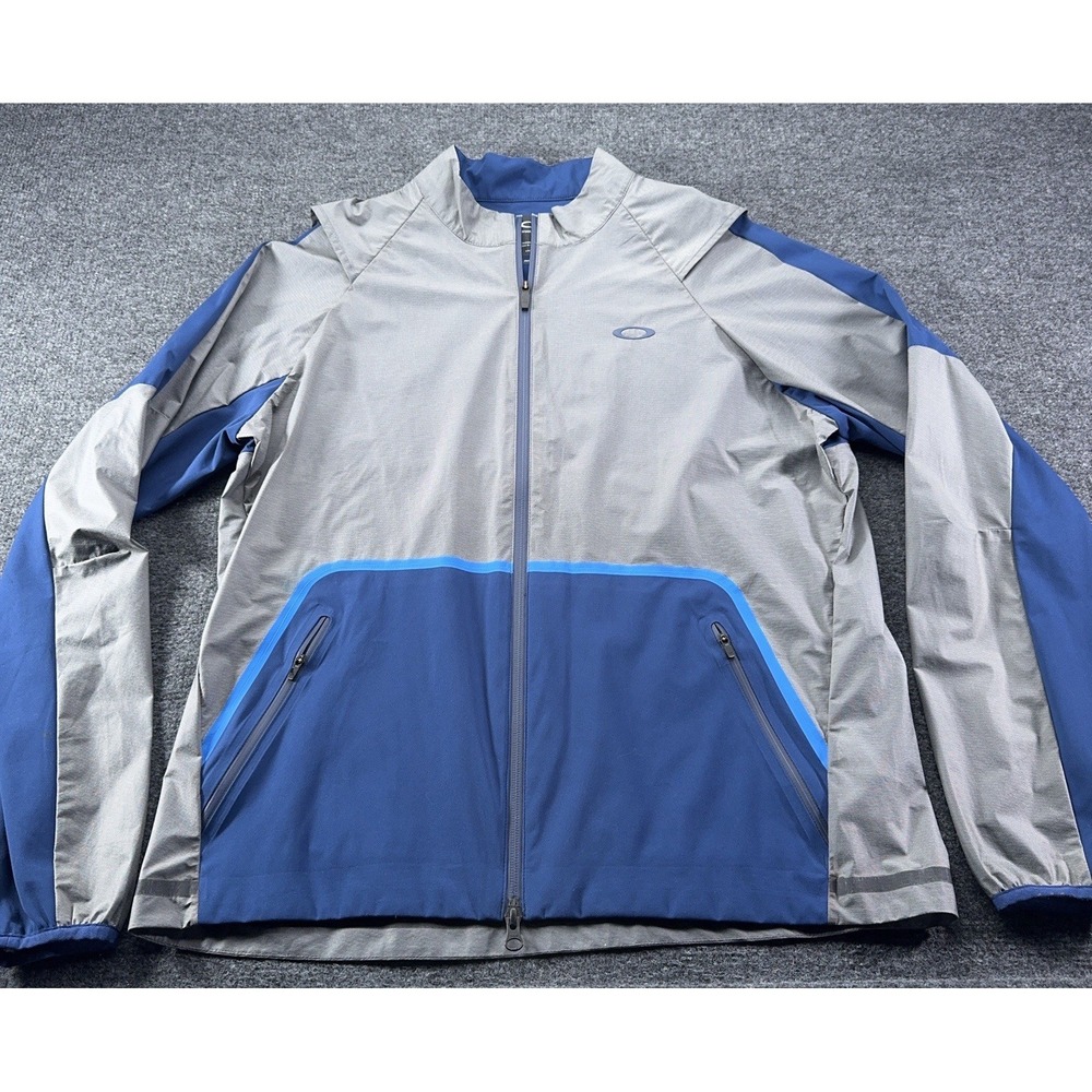 Oakley Bomber Full Zip Performance Fit Blue Gray Logo Jacket Men's Size L *